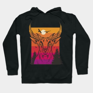 Cool deer sunset in the forest Hoodie